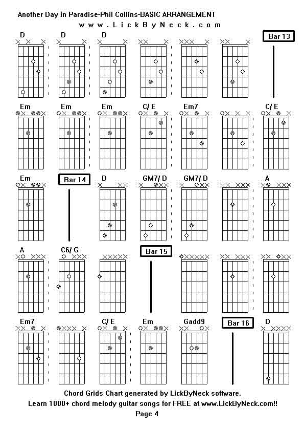 Chord Grids Chart of chord melody fingerstyle guitar song-Another Day in Paradise-Phil Collins-BASIC ARRANGEMENT,generated by LickByNeck software.